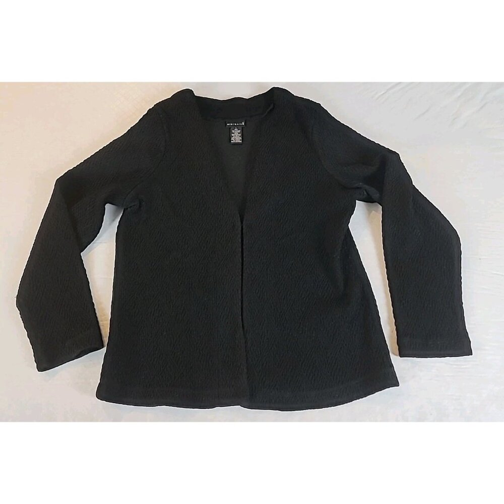 Citiknits Cardigan Sweater Jacket L Black Long Sleeve Stretch Style#JSLW0054